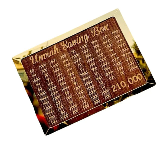 Premium Wooden Umrah Saving Box โ 210,000