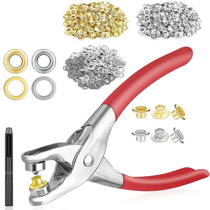 Metal Hand Press Tich Button Fixer with 50 PCs Buttons