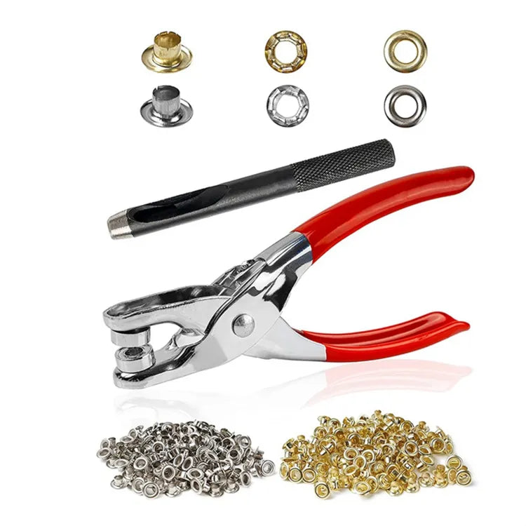Metal Hand Press Tich Button Fixer with 50 PCs Buttons