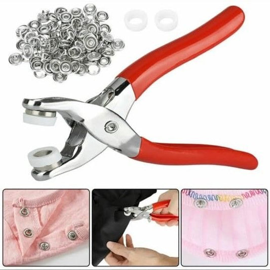 Metal Hand Press Tich Button Fixer with 50 PCs Buttons