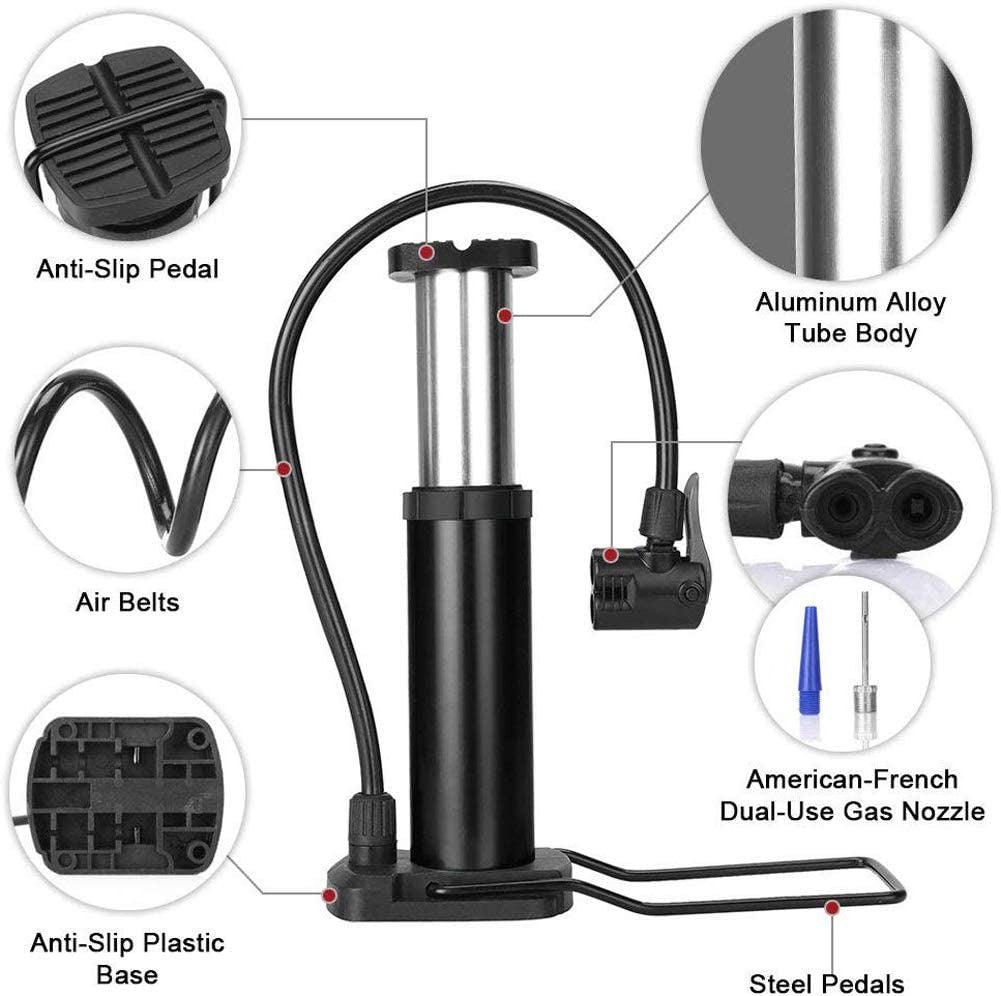 High Pressure Foot Air Pump for Bicycle, Scooter, Car & Inflatable Toys